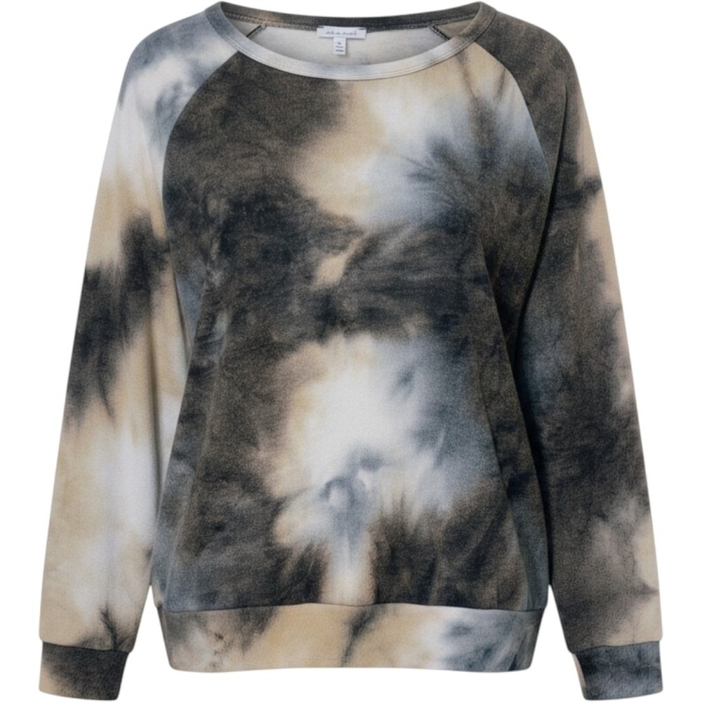 White Birch Women Tie Dye Raglan Pullover Top Size M Earthy Neutral Oversized